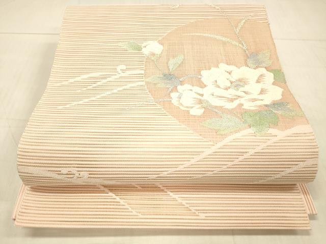 平和屋着物＊夏物　絽綴れ　八寸名古屋帯　流水草花文　金銀糸　正絹　逸品　DAAW1780cm