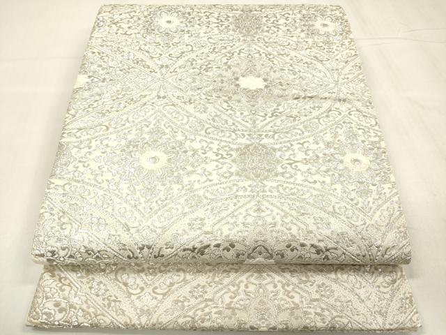平和屋着物◎六通柄袋帯　唐織　正倉院花唐草文　銀糸　正絹　逸品　DABB6823ea