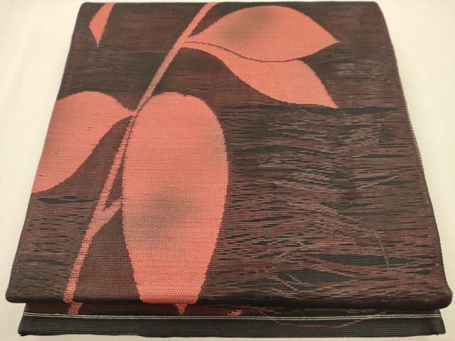 平和屋着物＊夏物　六通柄　本袋帯　枝葉文　黒地　正絹　逸品　CAAS3543eg