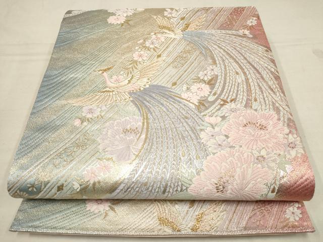 平和屋着物▼六通柄袋帯　鳳凰草花文　金銀糸　正絹　逸品　AAAZ4218wj