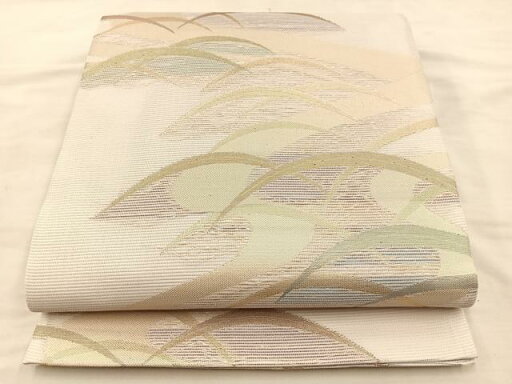 平和屋着物*夏物 六通柄袋帯 流水芝草文 金糸 正絹 逸品 BAAT3366du 平和屋着物*夏物 六通柄袋帯 流水芝草文 金糸 正絹 逸品 BAAT3366du