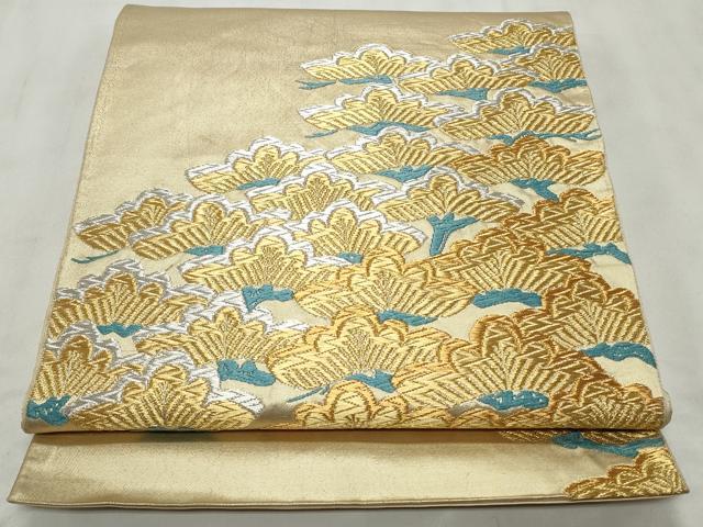 平和屋着物◎太鼓柄袋帯　唐織　枝松文　金銀糸　正絹　逸品　CABD2219qe