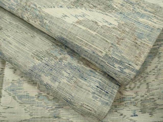 Kimono - 平和屋着物▽上質な紬　単衣　風景文　正絹　逸品　CABF2993ze