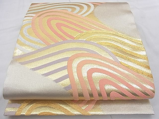 平和屋着物◎六通柄袋帯　唐織　立波文様　金銀糸　逸品　BAAJ8952qt