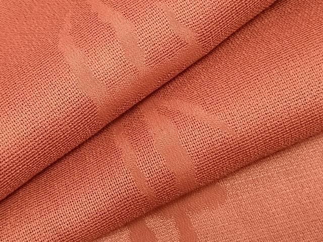 平和屋着物＊夏物 色無地 幾何学紋紗 紅鳶色 洗える着物 AAAY3150fy