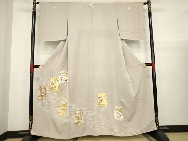 Irotome - 平和屋着物●豪華色留袖　駒刺繍　貝桶花文　金彩　正絹　逸品　AABA4637ck