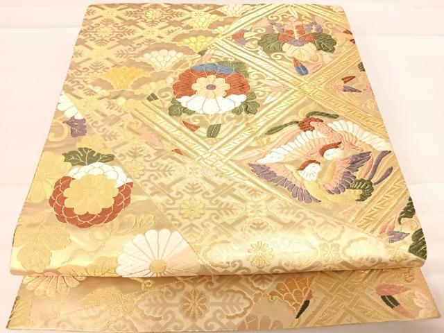 Other - 平和屋着物◎六通柄袋帯　唐織　天井花鳥文　金糸　正絹　逸品　AABD5685yx