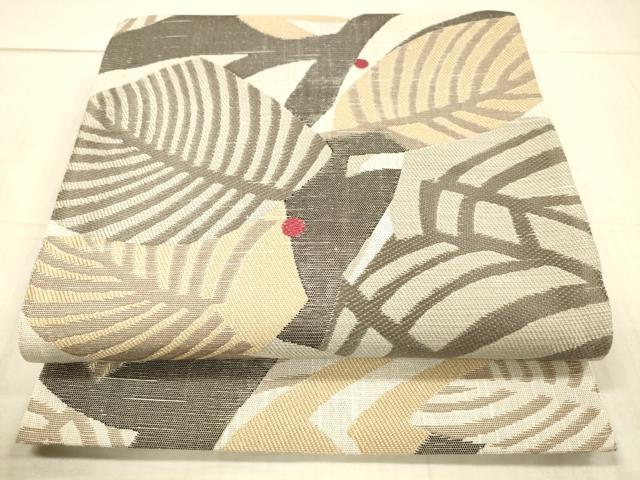 平和屋着物●美しいキモノ」お馴染みのメーカー となみ織物 スリーシーズン 春夏秋 両面 六通柄袋帯 唐織 枝葉文 正絹 逸品 DAAX8537cm