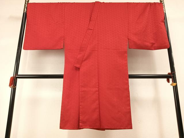 Full-Length Under-Kimono - 平和屋着物●男性　長襦袢　袷　菱地紋　深緋色　正絹　逸品　AABG4425fy