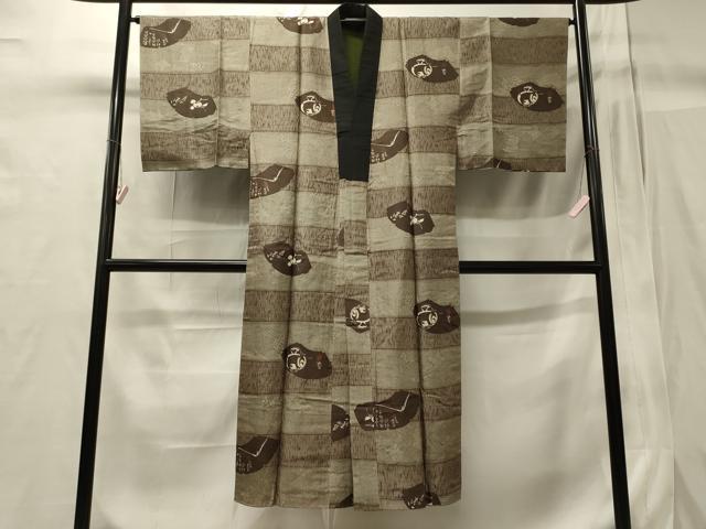 平和屋着物■男性　長襦袢　袷　地紙吉祥文　正絹　逸品　CABC4047oy
