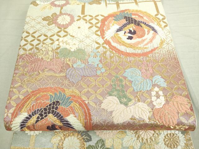 平和屋着物■六通柄袋帯　唐織　鳳凰花丸文　金糸　正絹　逸品　DAAP8573sf