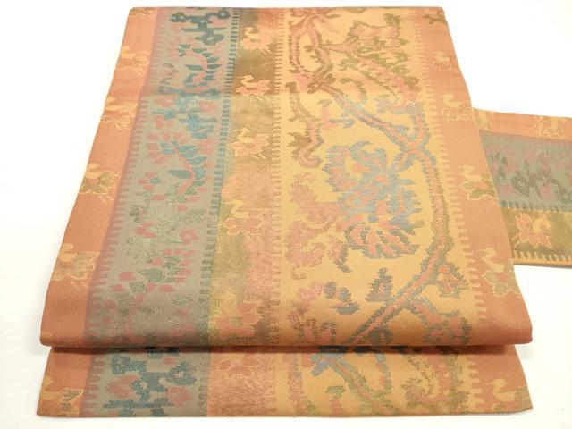 平和屋着物◎九寸名古屋帯 花鳥文 正絹 逸品 DABC5682xg