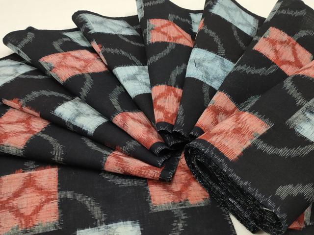 平和屋着物▼久留米絣　反物　着尺　色紙繋ぎ　綿　逸品　未使用　AABC2740ay