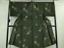 平和屋本店■極上 夏物 男性 小紋 キングサイズ 枝花文 柳煤竹色地 金彩 逸品 未使用 DZAA4925kh5