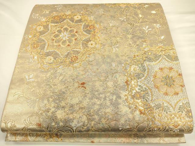 平和屋着物◎六通柄袋帯　正倉院刻金華文　正絹　逸品　CAAV3515ft