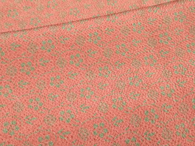 平和屋着物■上質な小紋 草花文 鬼しぼ縮緬 正絹 逸品 未使用 DAAX8201du