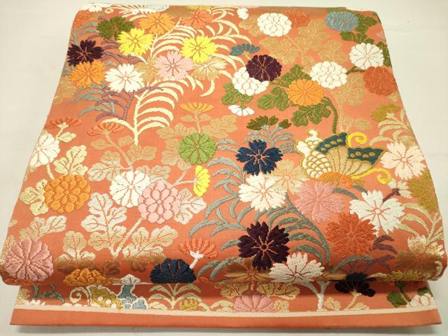 Rakuten - 平和屋着物●六通柄袋帯　唐織　草花文　金糸　正絹　逸品　DABD0363op