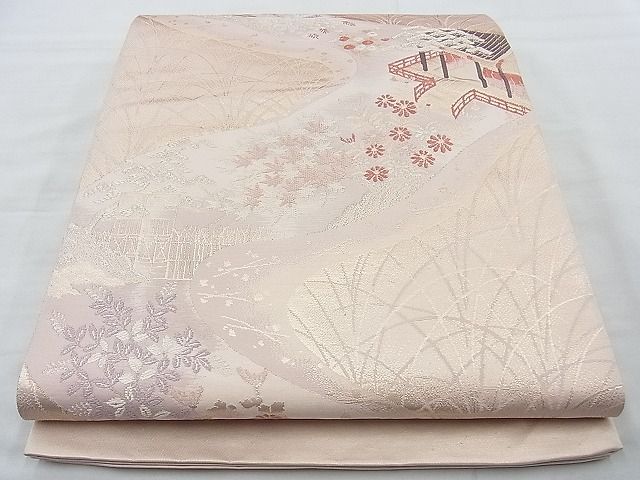 平和屋着物◎西陣 六通柄袋帯 唐織 近京更紗 金糸 逸品 BAAJ9725cm
