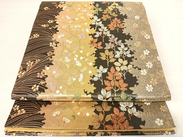 平和屋着物◎六通柄袋帯　本朝節会　風通箔別織　草花文　正絹　逸品　AABC4636yx
