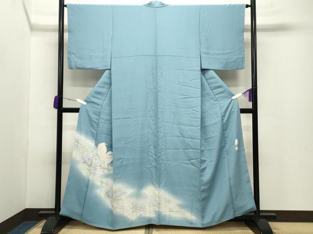 平和屋着物●東京友禅　菅有鬼一　色留訪問着　鷺　暈し染め　金彩　健勝苑扱い　正絹　逸品　CABB0218gh