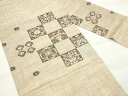平和屋着物◎九寸名古屋帯 市松花鳥文 正絹 逸品 DAAP2398qa