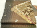 平和屋着物◎九寸名古屋帯 駒刺繍 色紙道長花文 金彩 正絹 逸品 DAAP2415qa