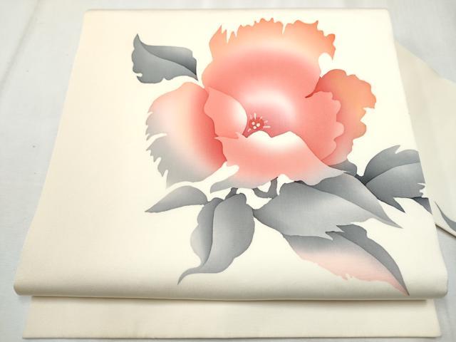 Rakuten - 平和屋着物●塩瀬　九寸名古屋帯　手描き　枝花文　正絹　逸品　CABB9377hy