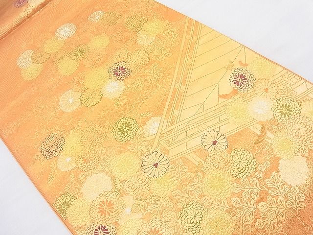 平和屋着物◎西陣　六通柄袋帯　菊水文　金糸　逸品　BAAK5041ns