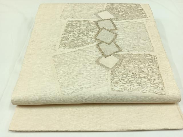 平和屋着物＊夏物　太鼓柄袋帯　色紙文　金糸　正絹　逸品　AAAV8248jh