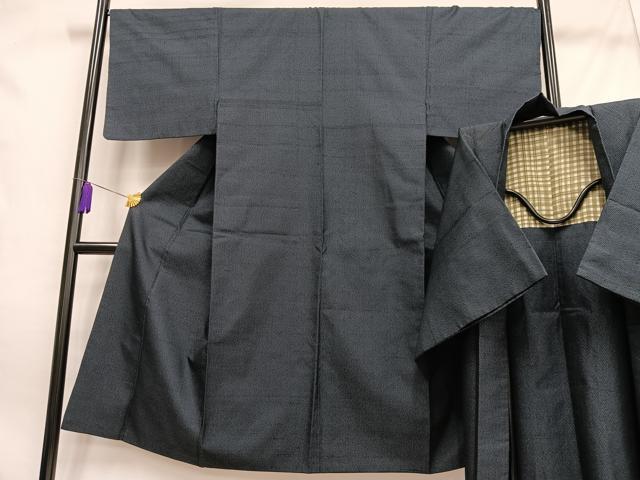 平和屋着物■男性　紬　アンサンブル　亀甲文　正絹　逸品　AABD5943oa