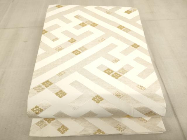 平和屋着物∵子供 丸帯 紗綾形花菱文 金糸 逸品 AABE2169ja