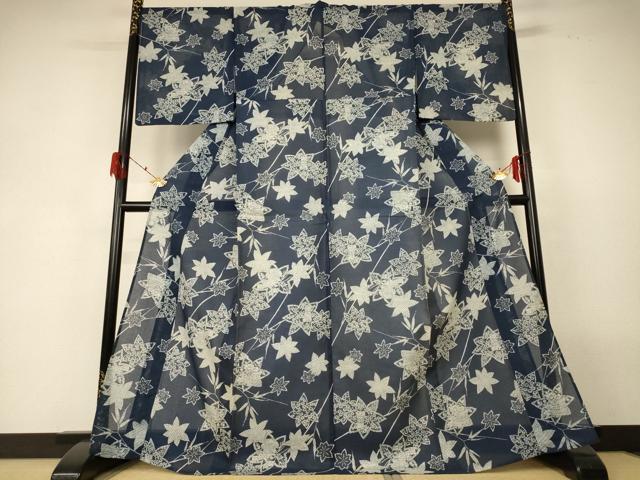 平和屋着物∴夏物　浴衣　綿紅梅　トンボ　舞花文　黒地　ロング丈　綿　逸品　DAAV7299cd 平和屋着物∴夏物 綿紅梅 浴衣 桔梗 綿 逸品 CABD9526ghの通販 by 平和