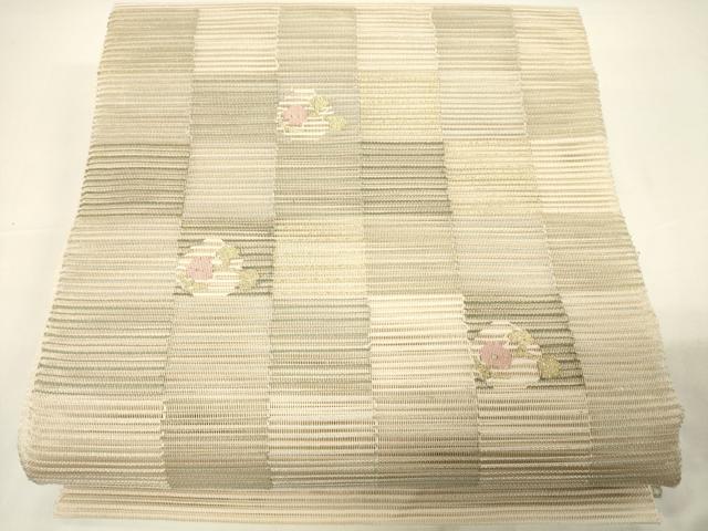 平和屋着物＊夏物　八寸名古屋帯　絽綴れ　市松花文　金銀糸　正絹　逸品　CAAV5045eg