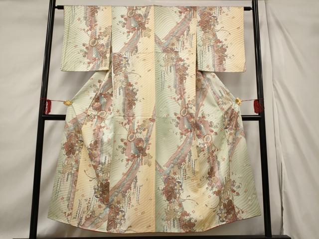 平和屋着物■上質な小紋　束ね熨斗鼓花文　暈し染め　金彩　やまと誂製　正絹　逸品　AABE8447st