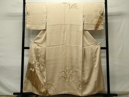 平和屋着物■訪問着 駒刺繍 草葉文 暈し染め 金彩 正絹 逸品 CAAO9834oy 平和屋着物■訪問着 駒刺繍 草葉文 暈し染め 金彩 正絹 逸品 CAAO9834oy