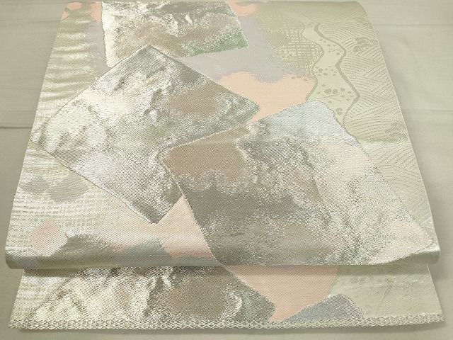 平和屋着物◎六通柄袋帯 雲源 色紙重ね立波文 銀糸 逸品 DAAH9354mz