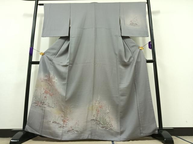 平和屋着物■訪問着　風景花籬文　暈し染め　金彩　正絹　逸品　AABC9164jh