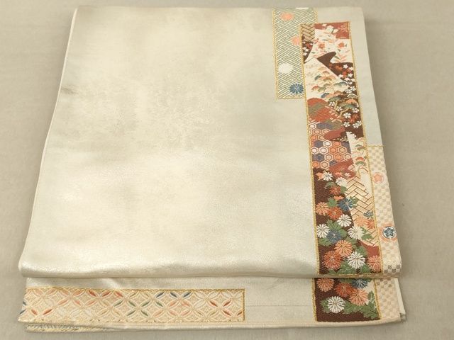 平和屋着物◎六通太鼓柄袋帯　色紙慶長比べ　金糸　正絹　逸品　AAAI7568Bfw