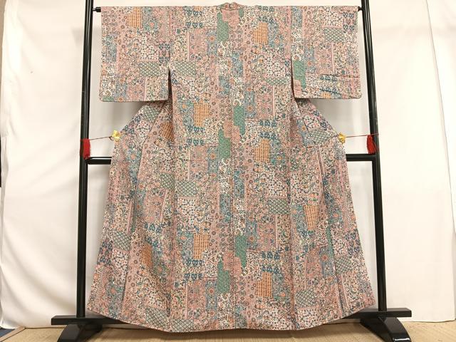 平和屋着物■上質な小紋 更紗花文 正絹 逸品 AAAT2511es