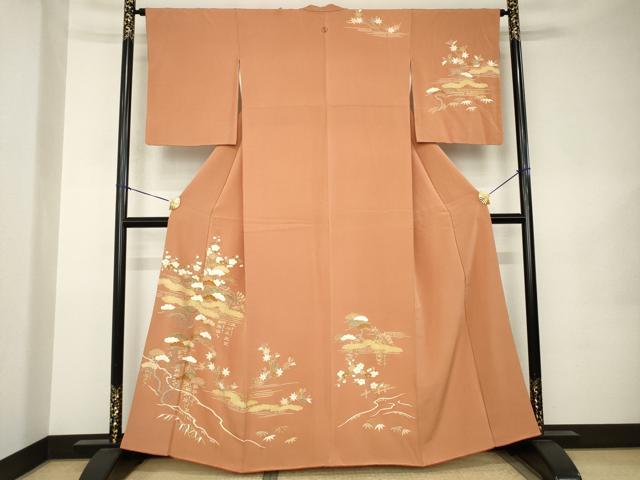 Rakuten - 平和屋着物●訪問着　駒刺繍　吉祥松文　正絹　逸品　AABK0107ck