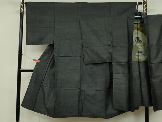 平和屋着物■男性 本場大島紬 アンサンブル 変わり格子 正絹 逸品 CAAO0717ku
