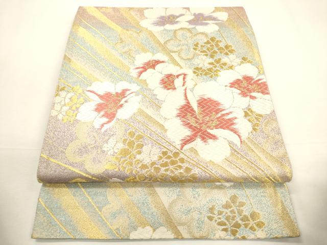 Rakuten - 平和屋着物▼六通柄袋帯　唐織　草花文　金糸　正絹　逸品　CABC3484ak