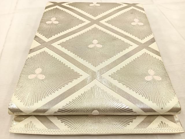 平和屋着物◎西陣　服部織物謹製　六通柄袋帯　唐織　菱松文　こはく錦　銀糸　正絹　逸品　BAAV6415yc