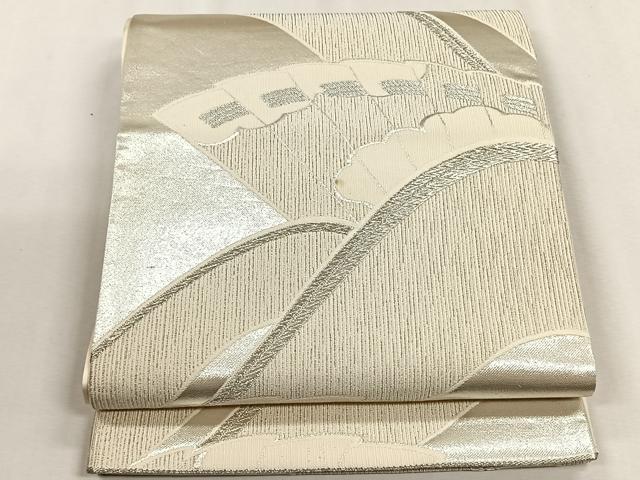 平和屋着物◎六通柄袋帯 檜扇霞文 銀糸 正絹 逸品 CABH7409yk