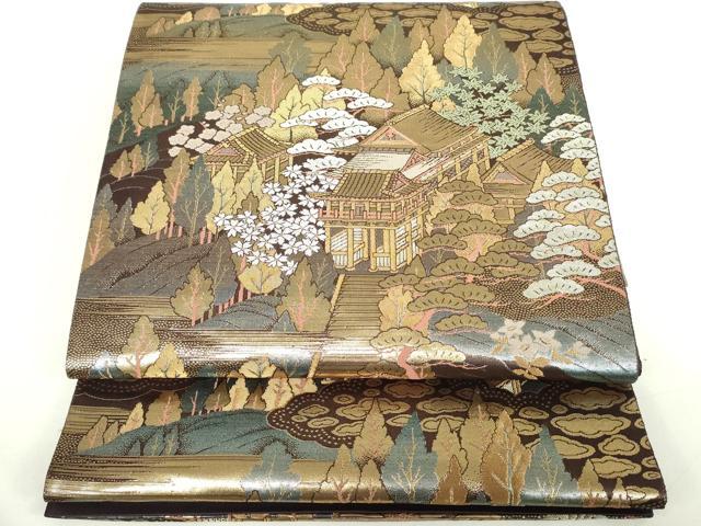 Rakuten - 平和屋着物◎六通柄袋帯　愛宕山岡　金糸　正絹　逸品　DABC7849ya