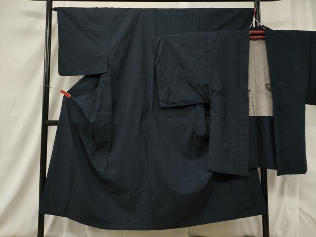 平和屋着物■男性 紬 アンサンブル 藍鉄色 正絹 逸品 caaw2784in