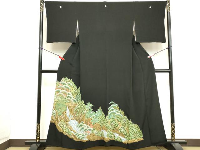 平和屋着物■豪華黒留袖　駒刺繍　浜松文　暈し染め　正絹　逸品　DABA5457cd