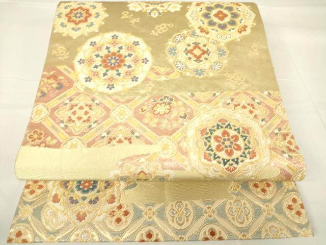 平和屋着物▼六通柄袋帯　献物正倉院　金糸　引箔　正絹　逸品　DAAX3260az