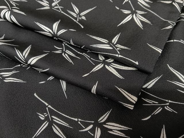 平和屋着物●上質な小紋 笹文 黒地 正絹 逸品 AAAT0652zg