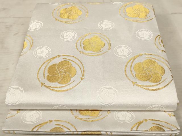 平和屋着物◎全通柄袋帯　花丸文　金糸　AAAY0763dt